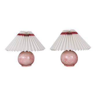 Pair of lamps and pleated lampshades