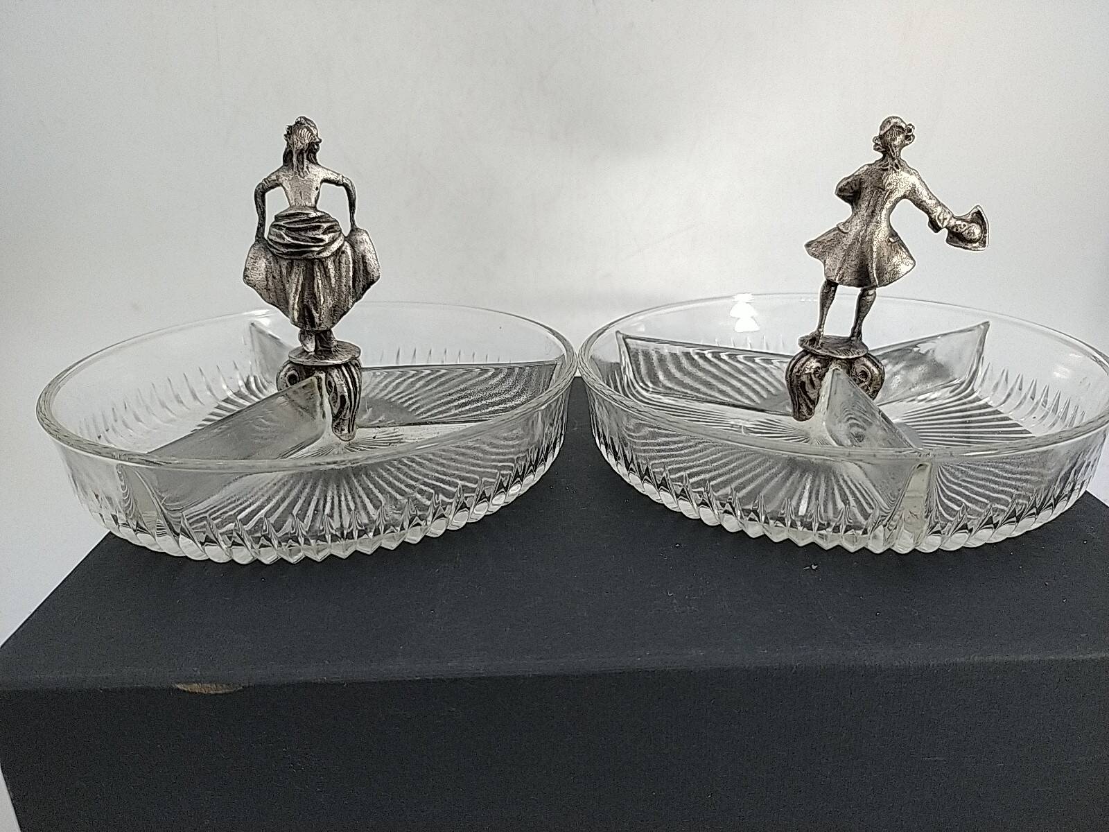 Old small glass and tin servants.