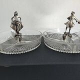 Old small glass and tin servants.