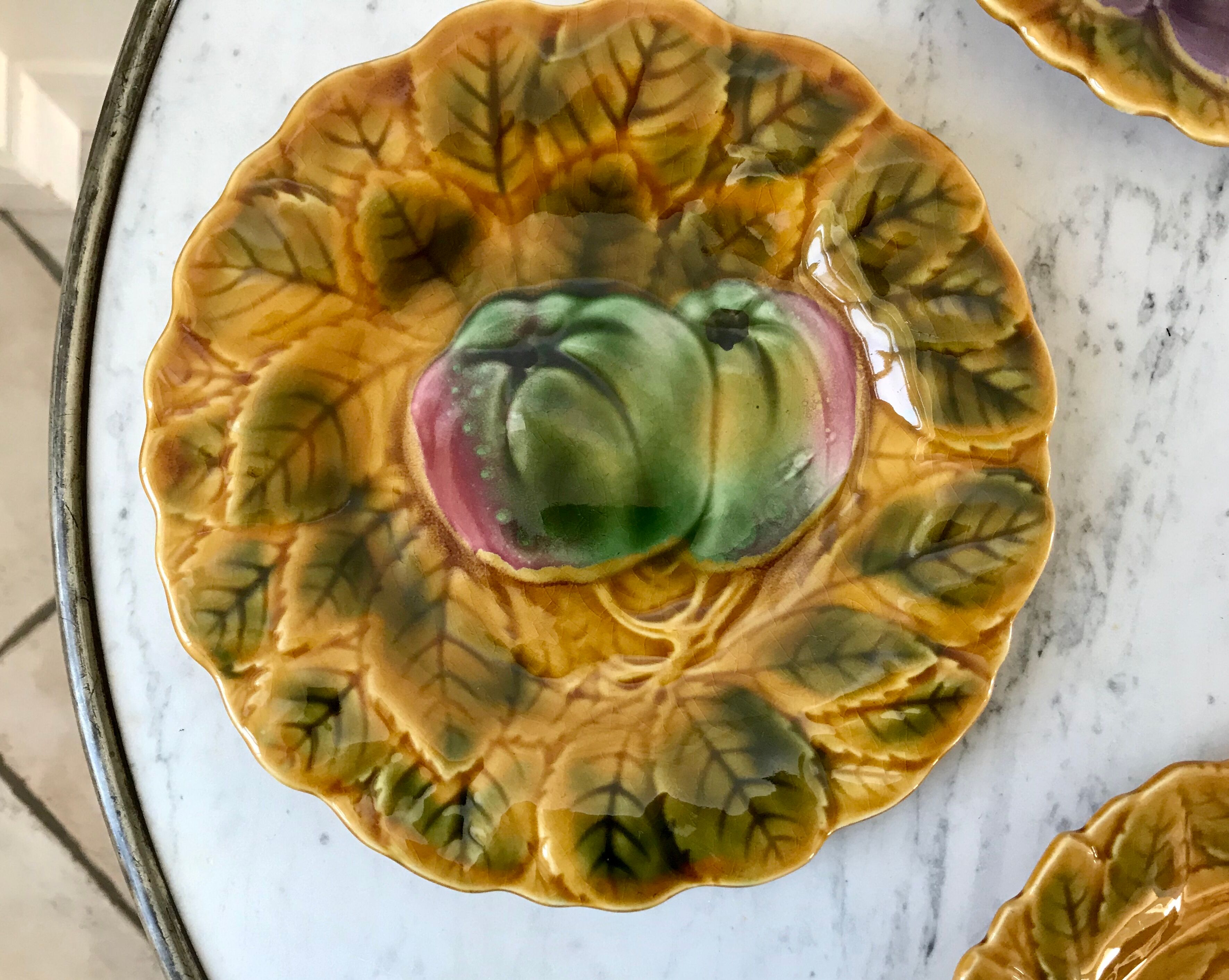 Set of 5 dessert plates in Sarreguemines 60s