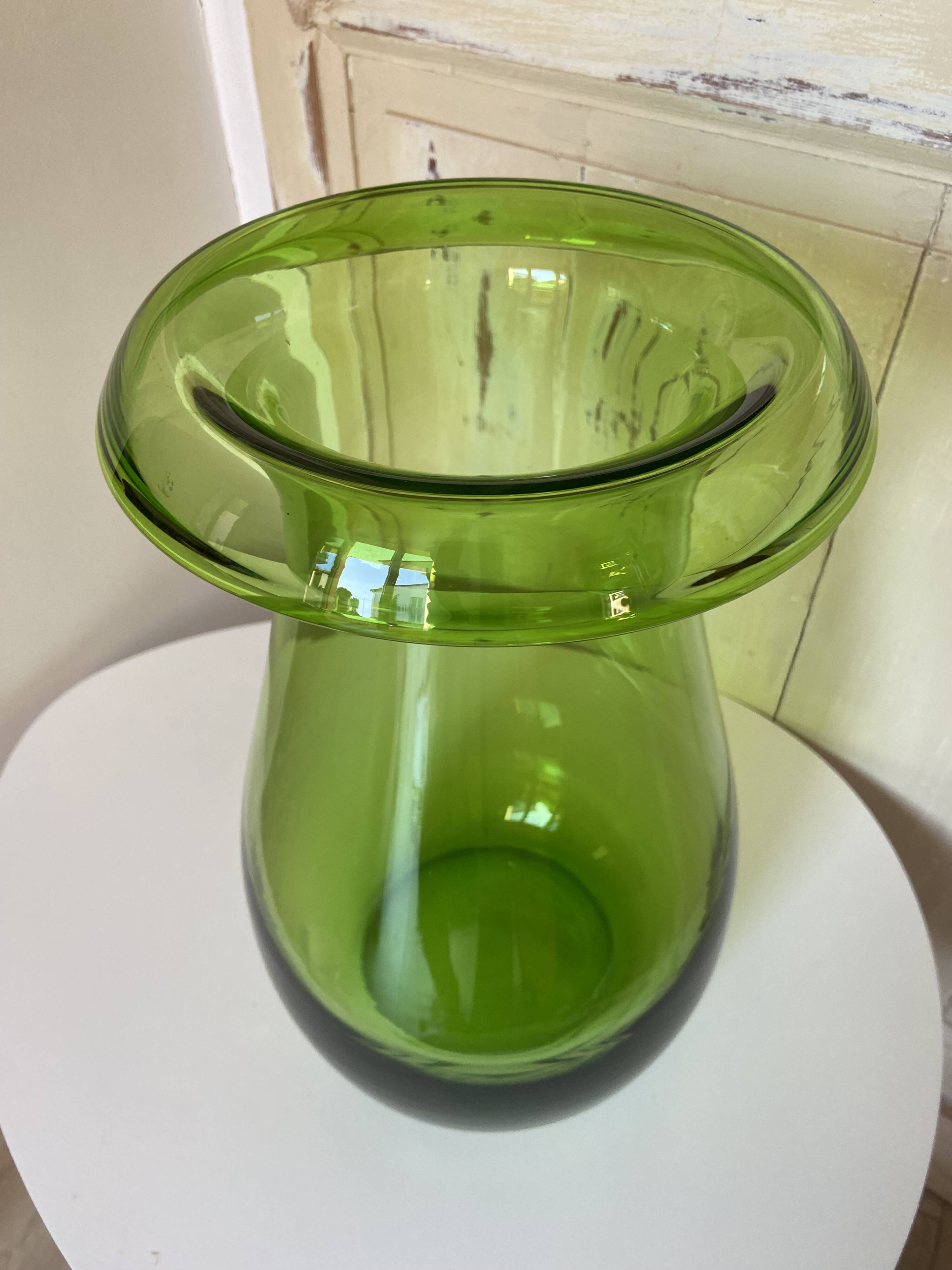 Large Ikea Green Glass Vase by Maria Vinka 1999