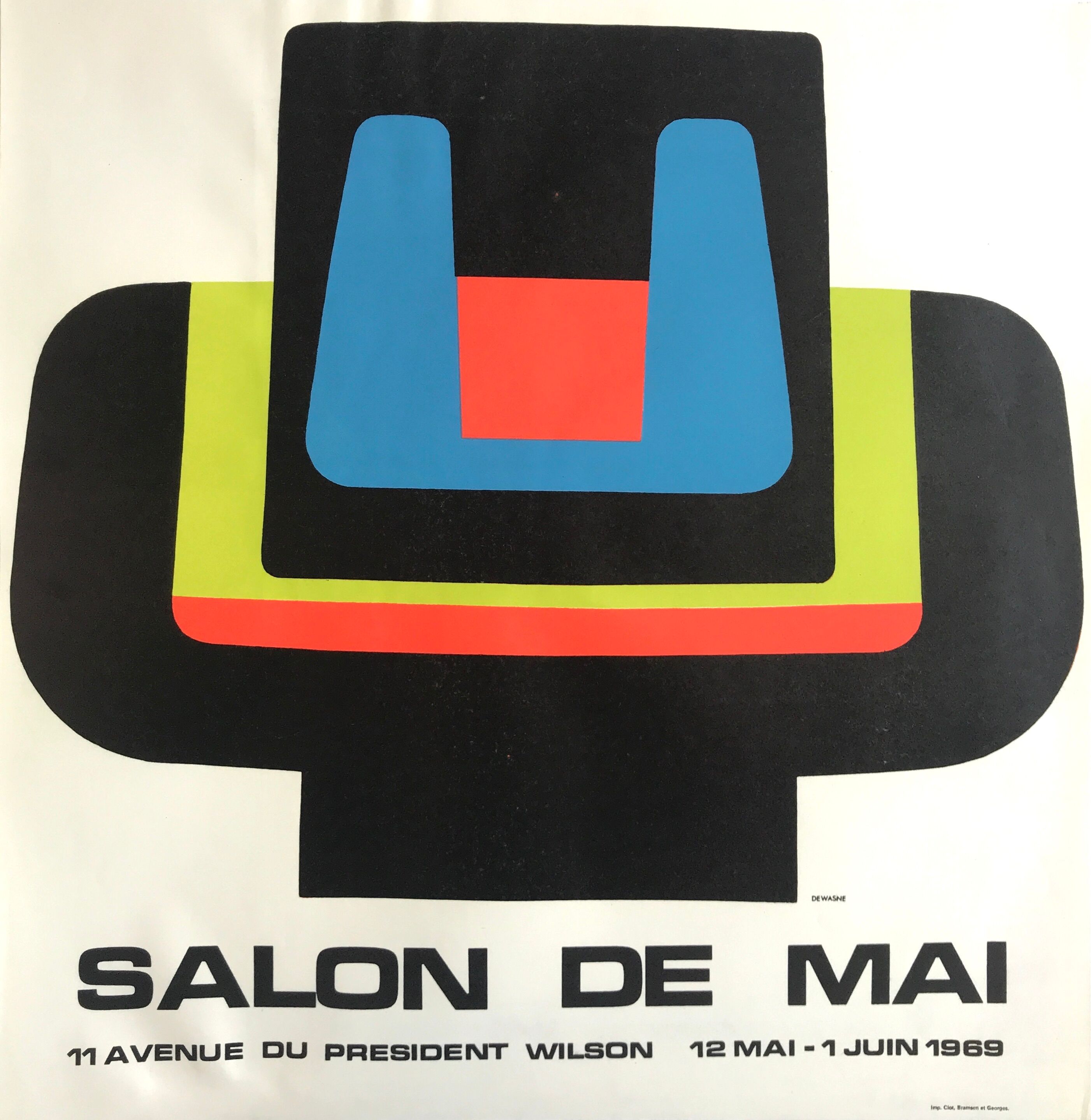Original poster in lithograph by Jean DEWASNE, Salon de mai, 1969