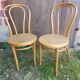 Pair of thonet style bistro chairs light curved wood + cane seat