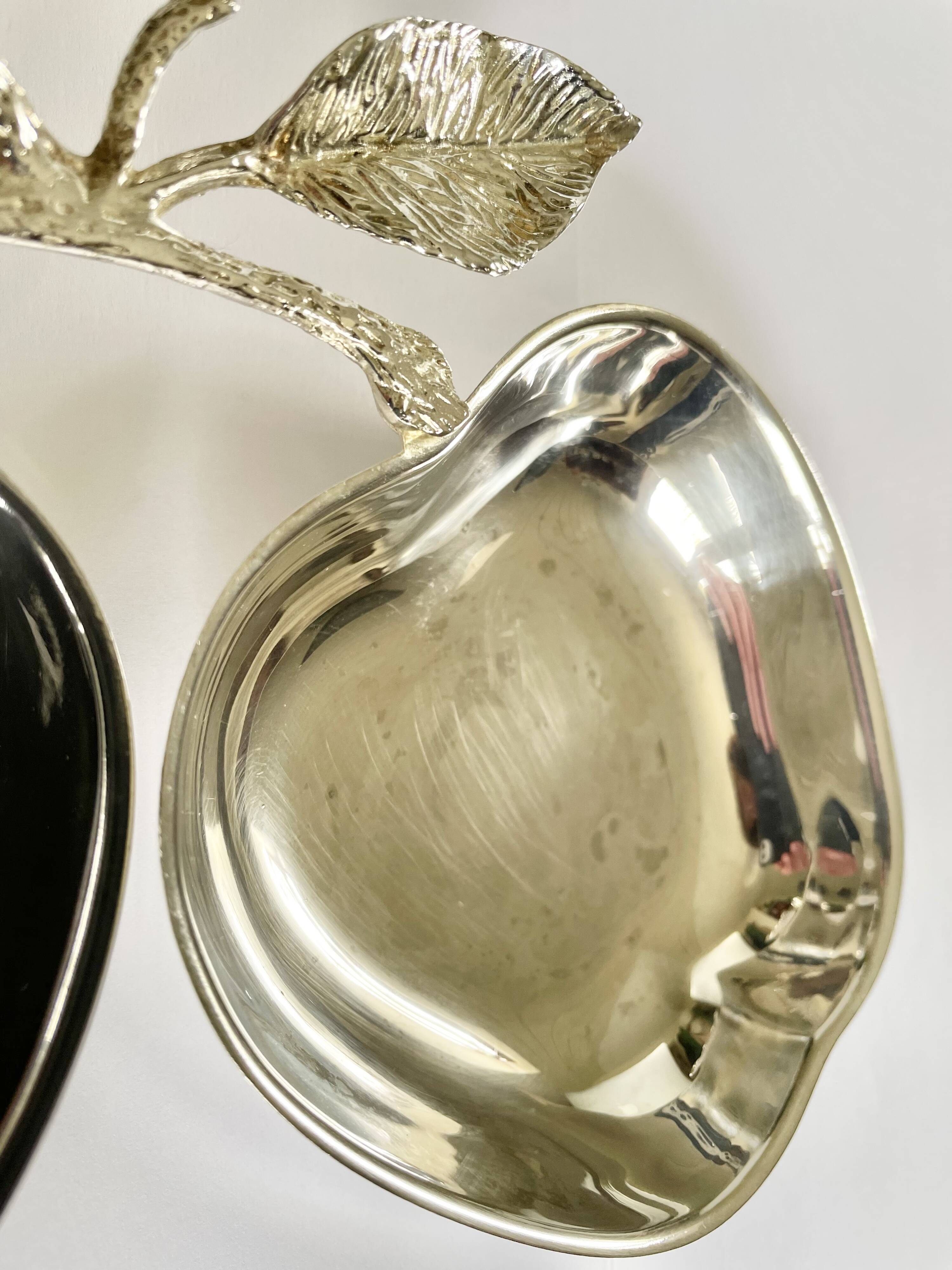 Vintage double apple metal silver-plated pocket tray – 1970s