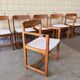 Set of six brutalist dining chairs in pine