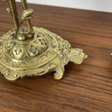 Pair of antique heron candlesticks in gilded brass – Orientalist Art Deco style