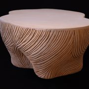 Spiral, designer coffee table with stone effect, unique handmade creation.