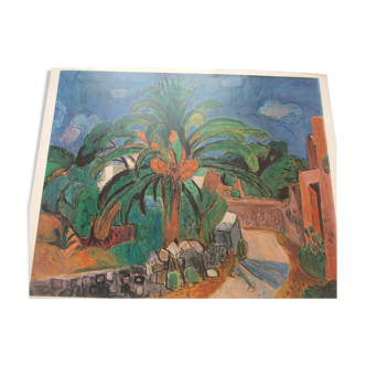 Lithograph 1963 path with palm tree, after painting by hans purrmann 1880, matisse fauvism