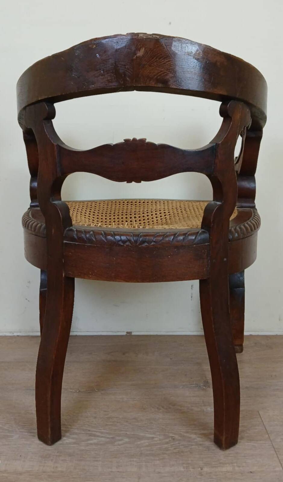 Renaissance style office chair in solid oak circa 1850