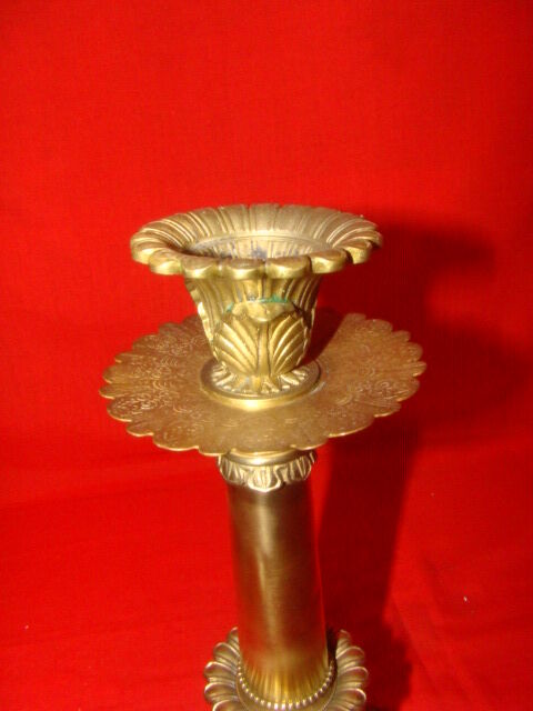 Bronze and solid brass candlestick from the "Restoration" period, electrified.