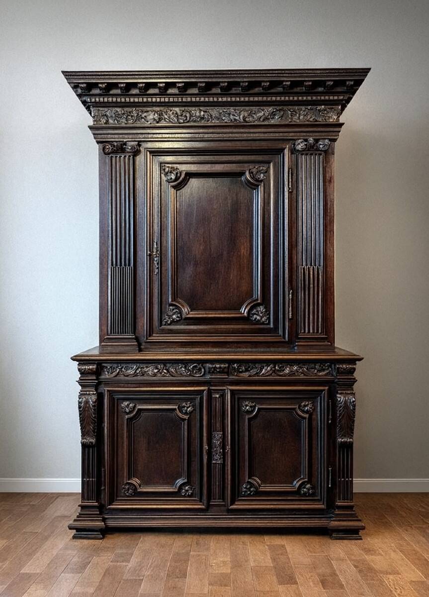 Important Renaissance Style Walnut Cabinet