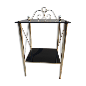 Vintage 70s gold and black opaline serving trolley