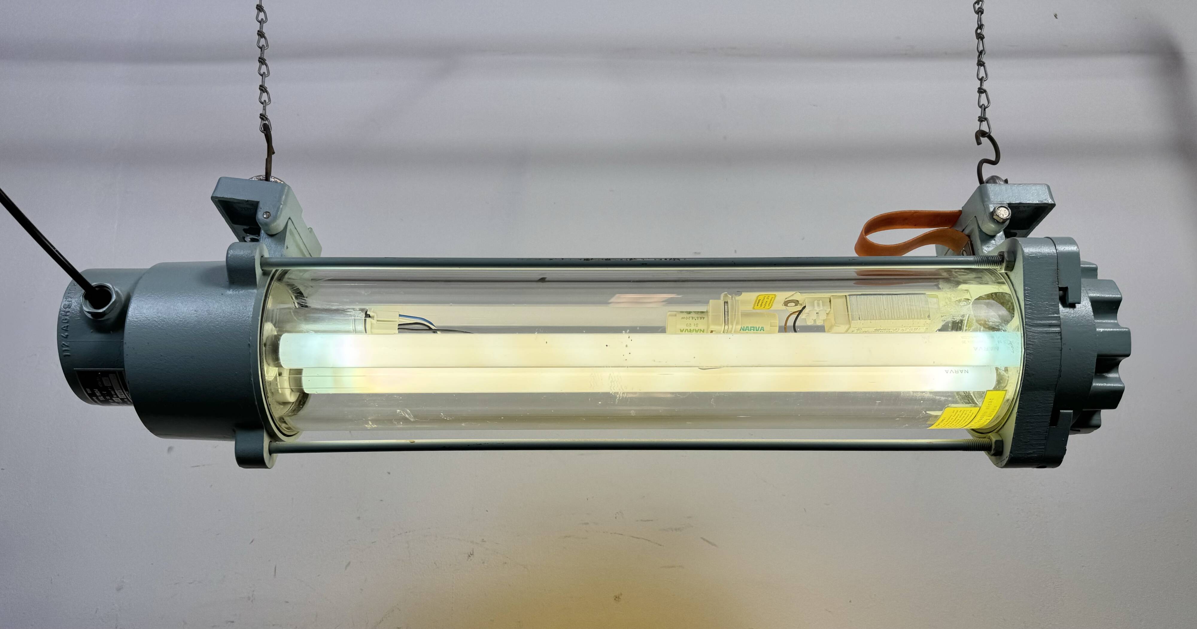 Industrial East German Fluorescent Tube Light From Leuchtenbau Wittenberg, 1980s