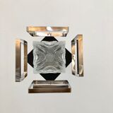 Glass and chrome hanging lamp 1970