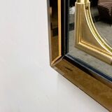 Rectangular Schöninger mirror with bronze-tinted glass and brass detailing, German