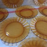 Suite of 10 daisy plates and two Duralex dishes