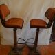 Industrial iron and leather bar stools