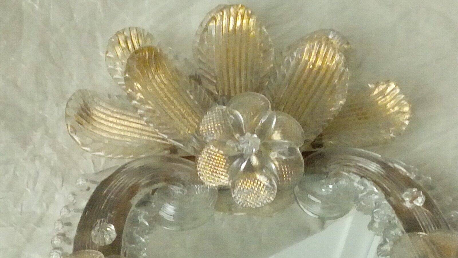 Venetian wall mirror in murano glass on wood 50s-60s