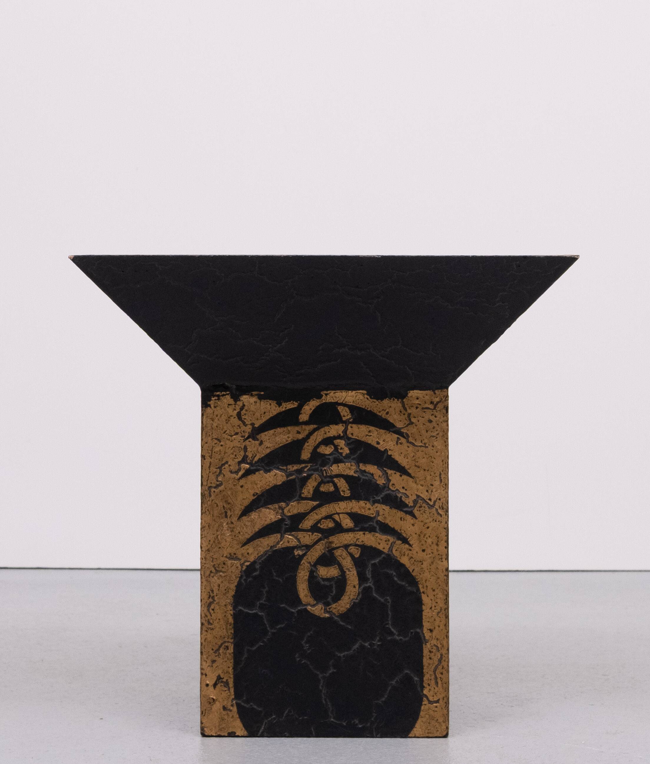 Gold on Black Art Deco Jardiniere with craquelure Japan