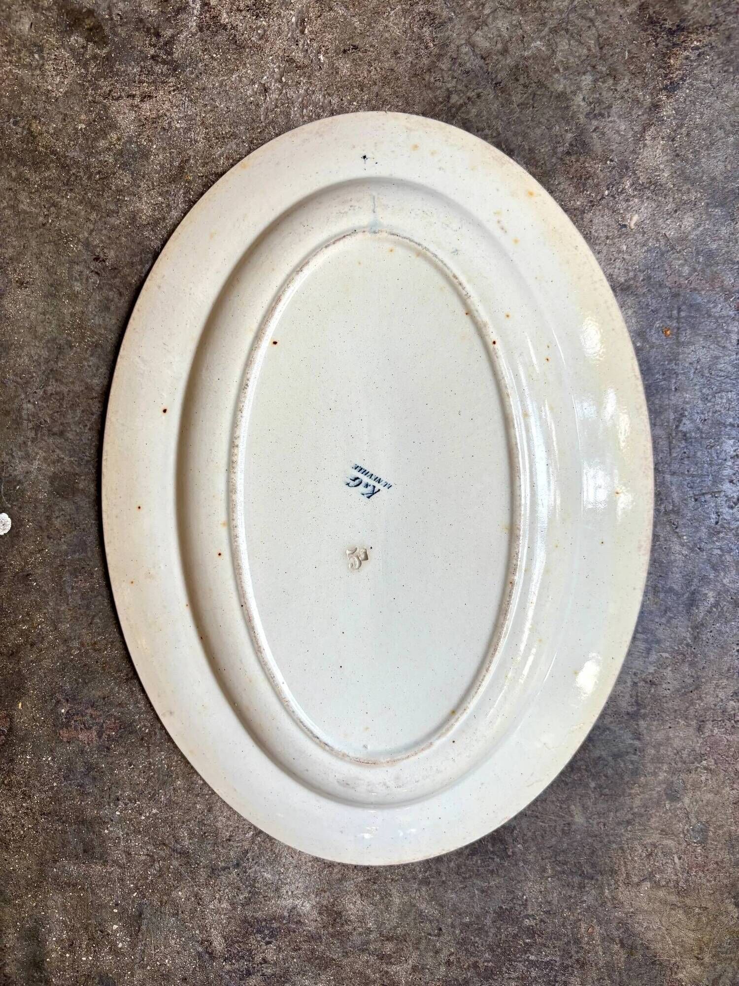 Oval dish Lunéville in blue ironstone, "Tulip" service.