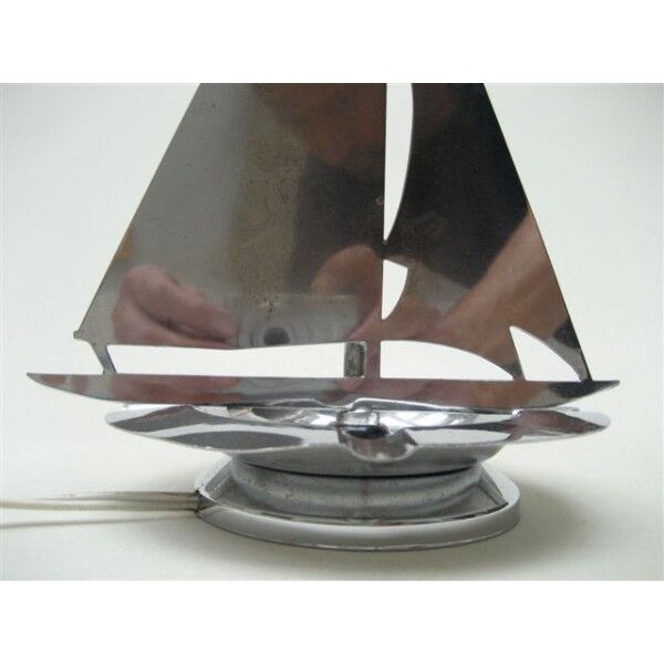 Sailboat-shaped chrome art deco desk lamp
