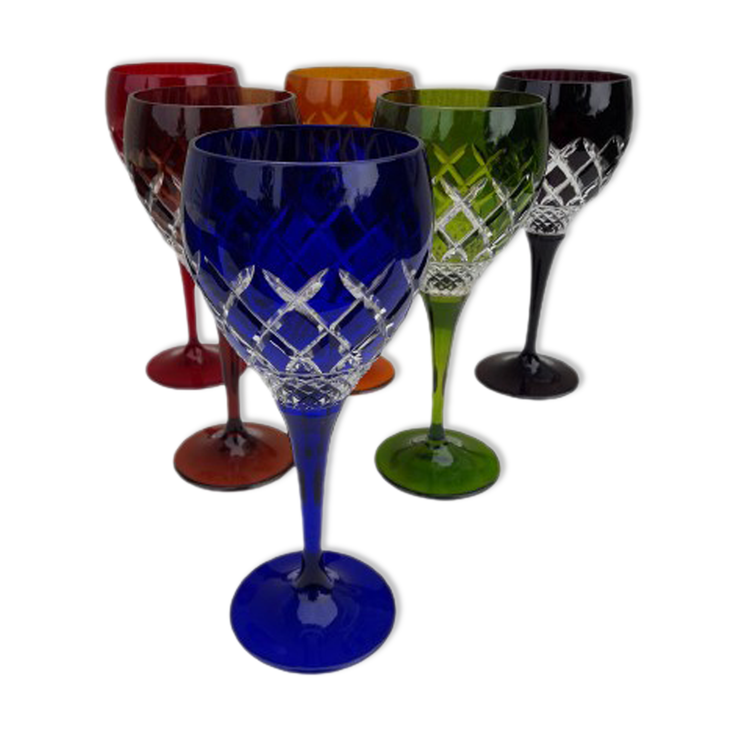 6 crystal wine glasses