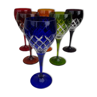 6 crystal wine glasses