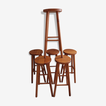 Lot de 6 tabourets de bar en pin