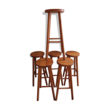 Set of 6 pine bar stools