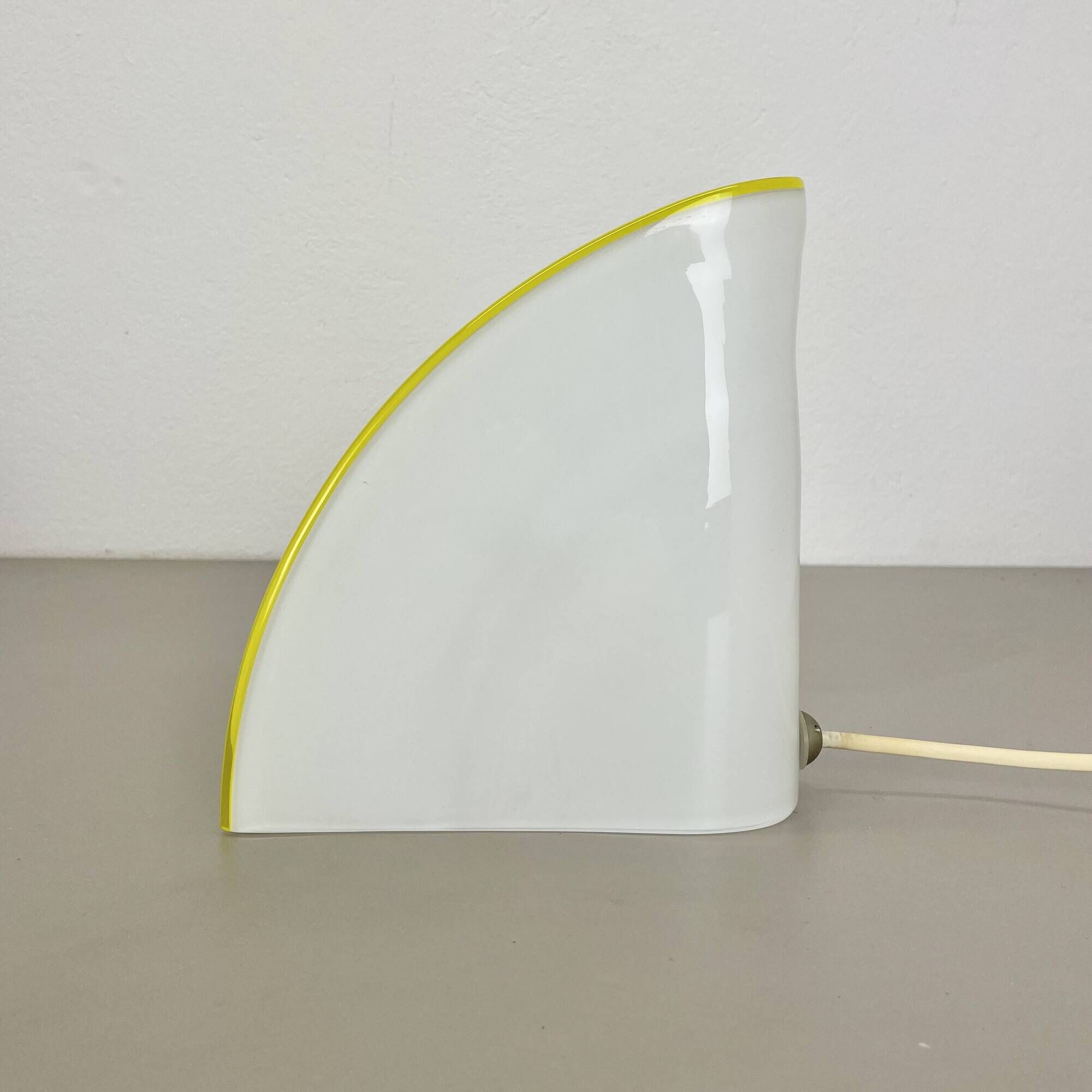 Minimalist White and Yellow Murano Glass Table Lamp by De Majo, Italy 1970s