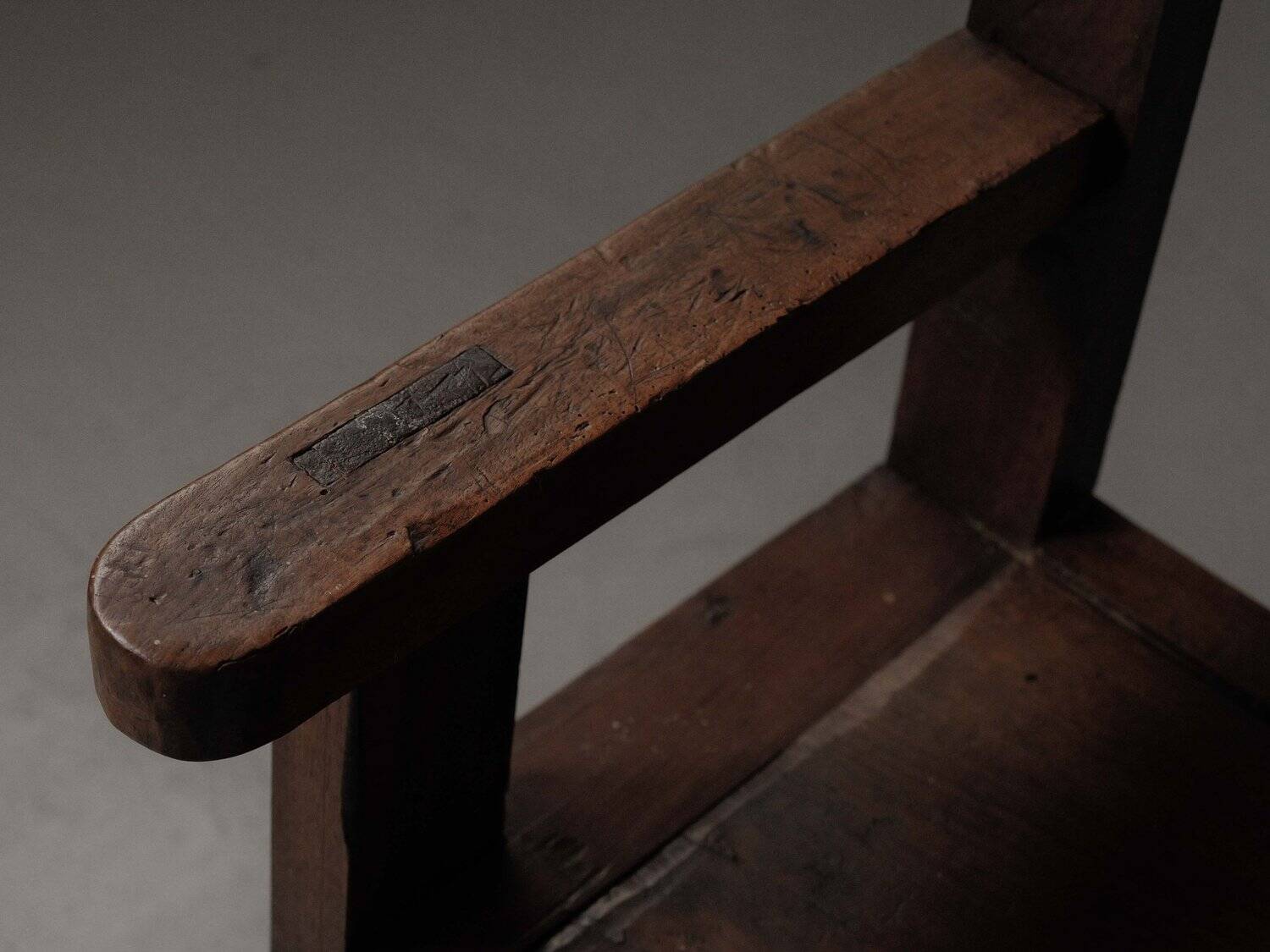 Carved solid wood bench-chest, 18th century