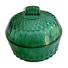 Candy or sugar bowl arcoroc, emerald green, faceted glass 60 years