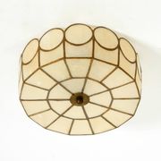Beautiful round Mid-Century Modern ceiling or wall lamp made of Capiz