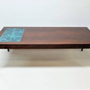 Scandinavian Coffee Table 1960, In Rosewood and Ceramic Tiles