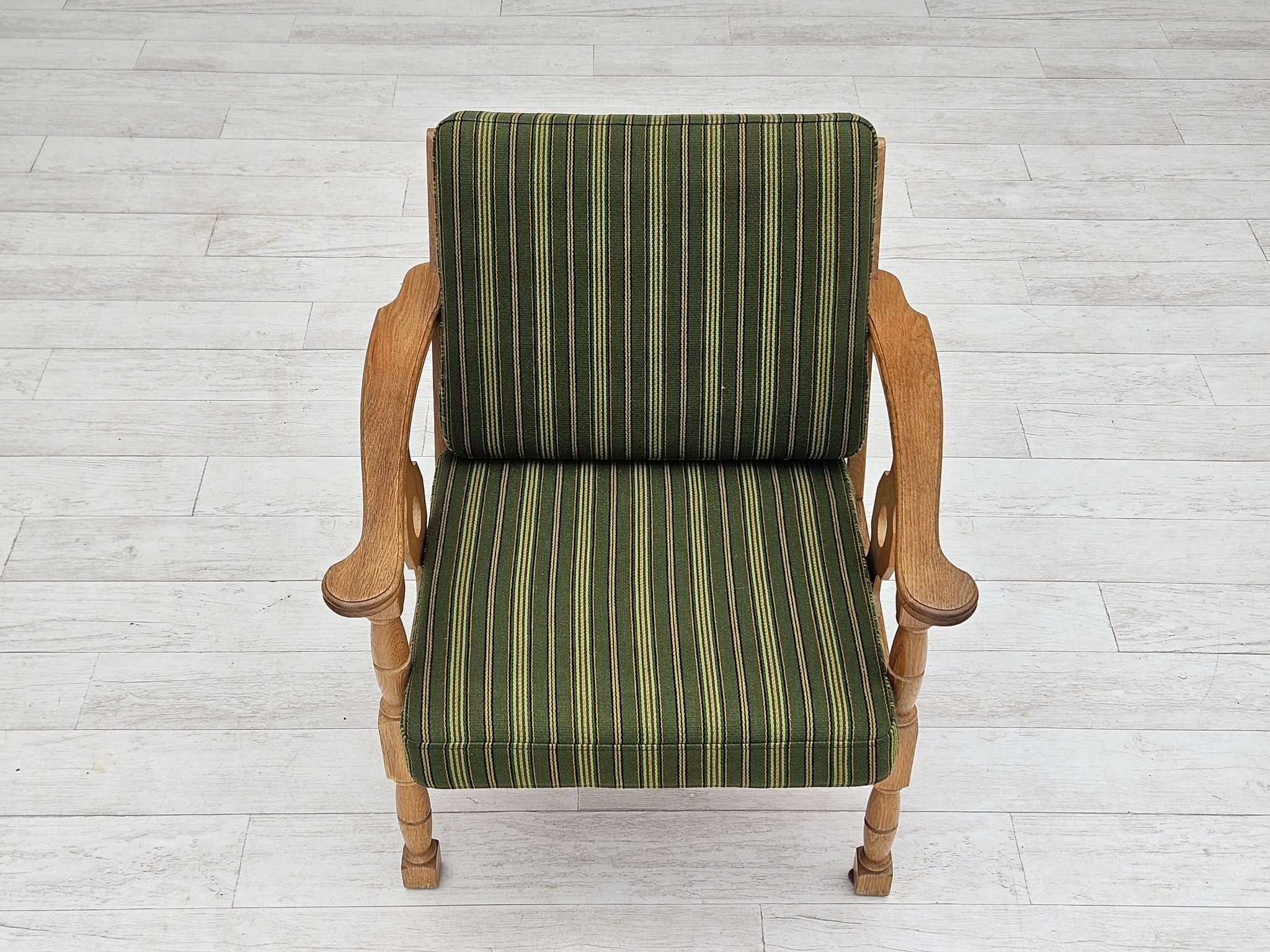 1970s, Danish design, oak wood armchair in furniture wool, original condition.