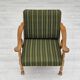 Fauteuil en bois de chêne en laine d'ameublement, état d'origine.