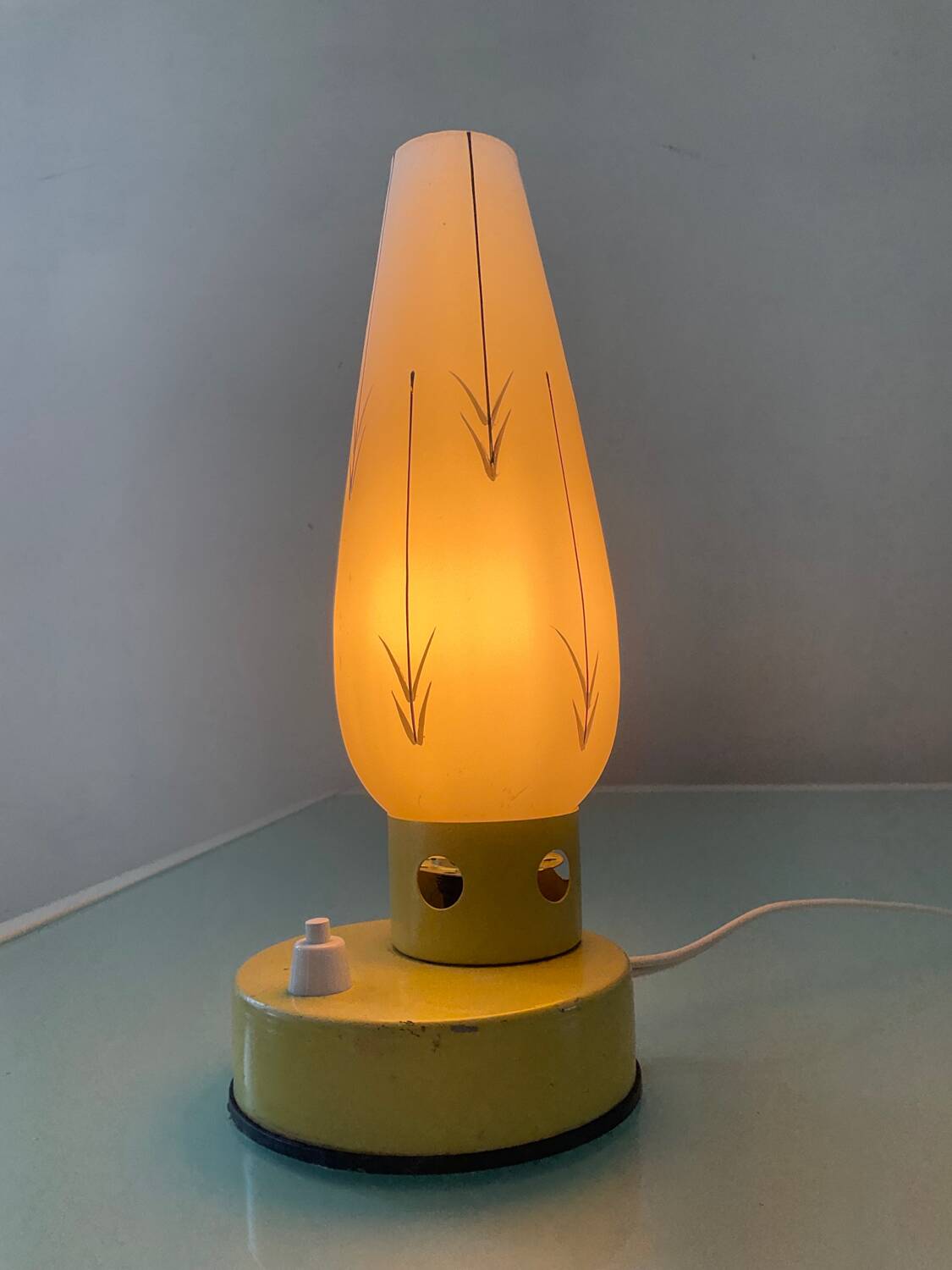 Vintage opaline and metal lamp from the 50s-60s