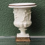 Pair of Medicis Borghese vases in porcelain biscuit and brass.