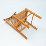 2 vintage chairs in pinewood with braided seat, 1970s