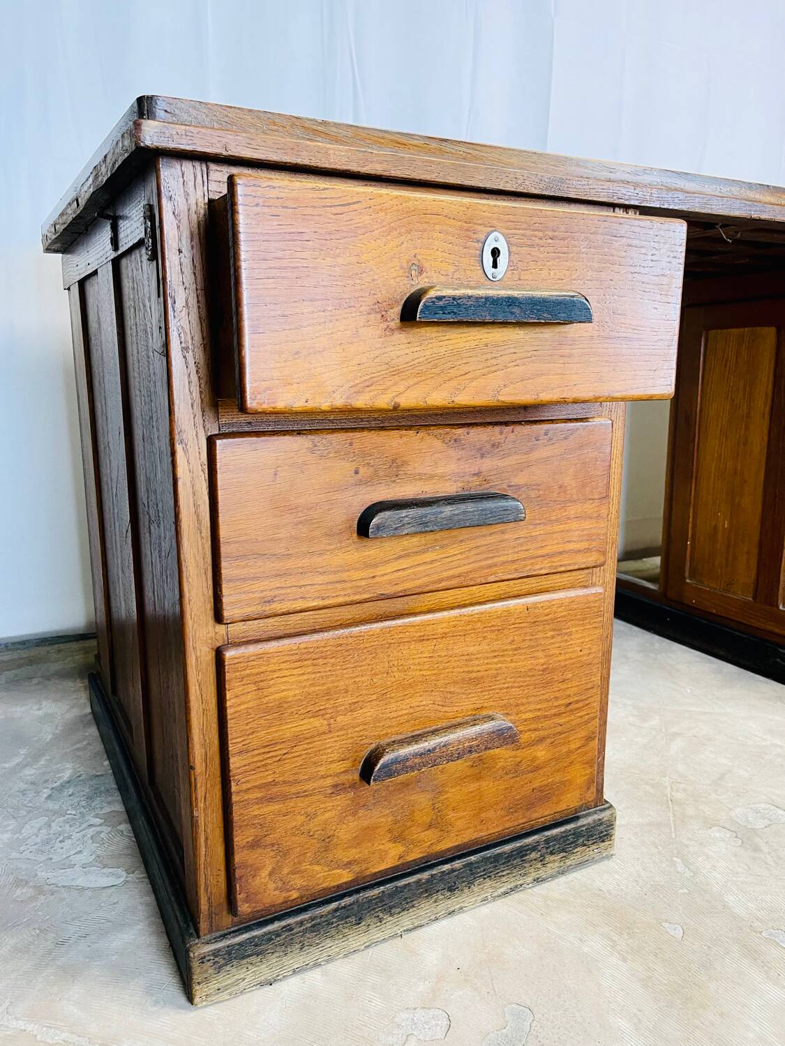 Wooden desk with pedestals