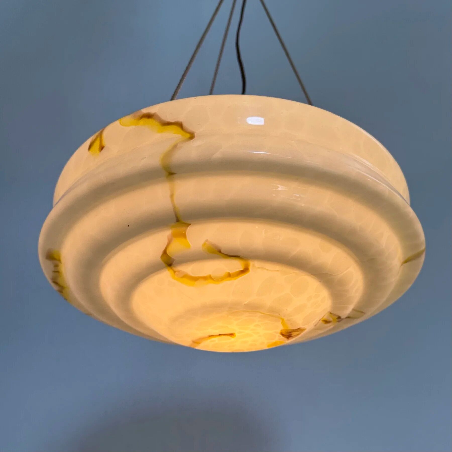 Art deco glass hanging lamp, 1950s