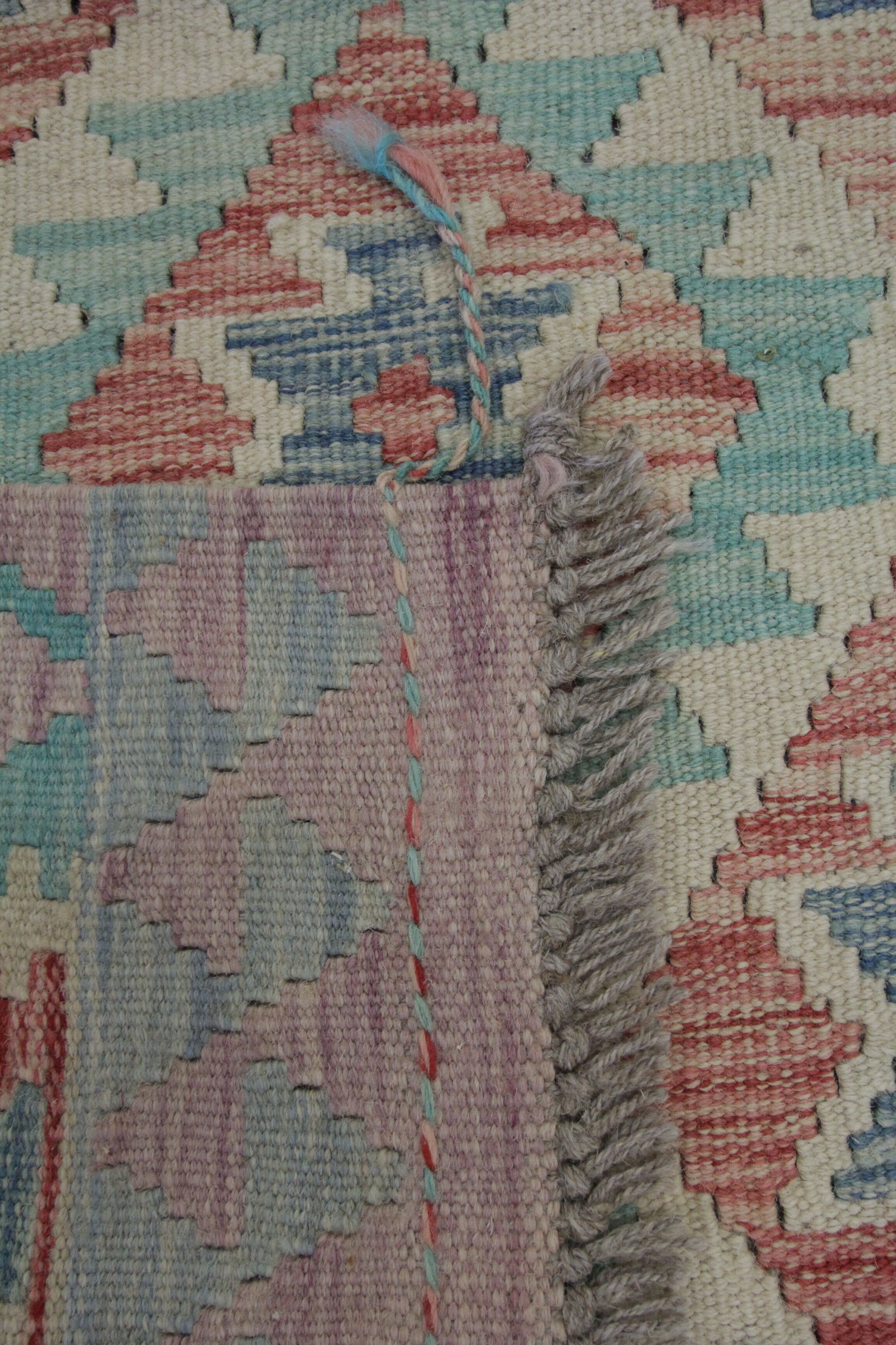 Tapis traditionnel oriental Kilim fait à la main laine beige géométrique Kilim- 60x89cm