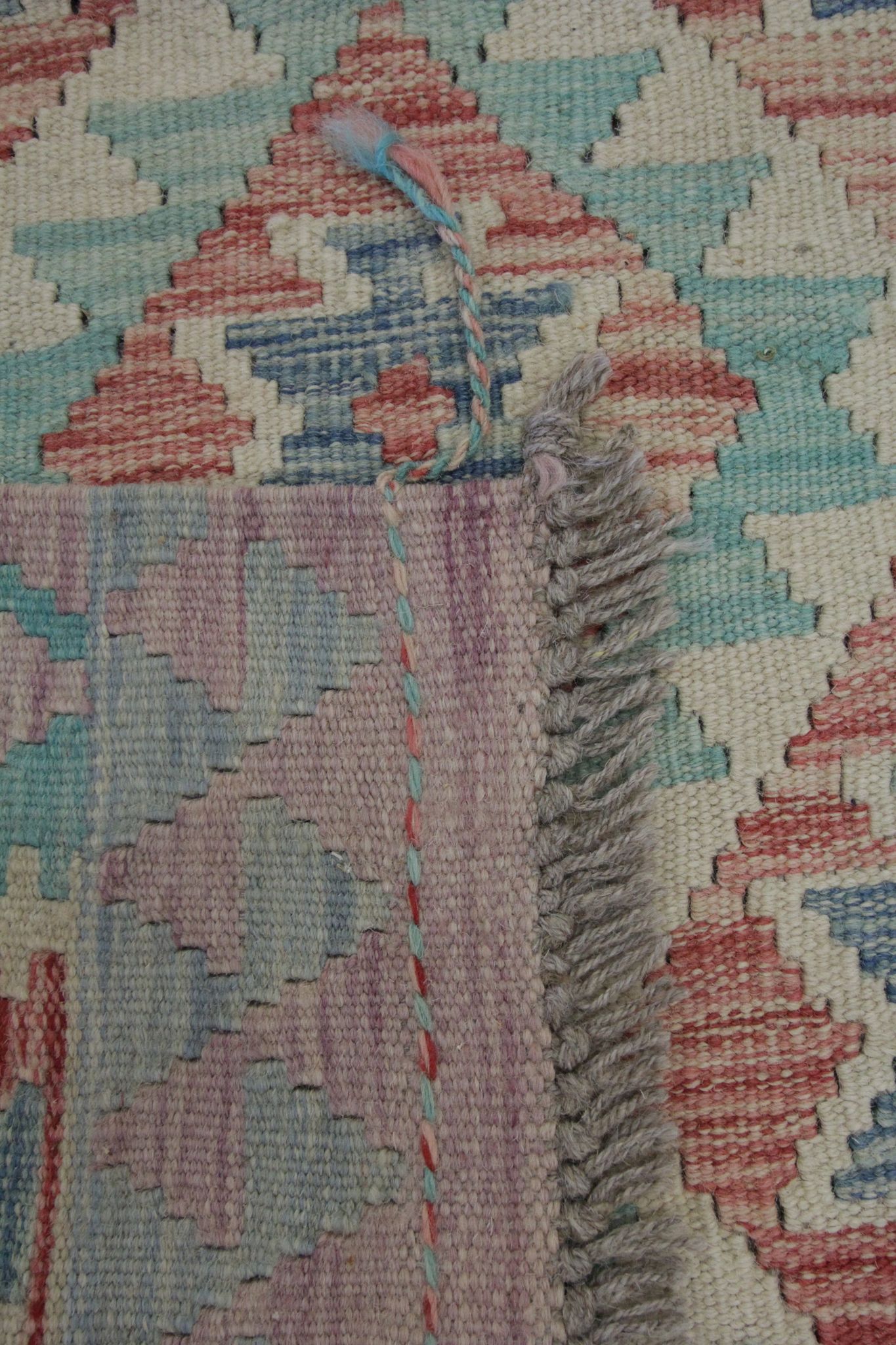 Tapis traditionnel oriental Kilim fait à la main laine beige géométrique Kilim- 60x89cm