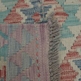 Tapis traditionnel oriental Kilim fait à la main laine beige géométrique Kilim- 60x89cm