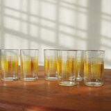 6 verres pointillés vintage jaune