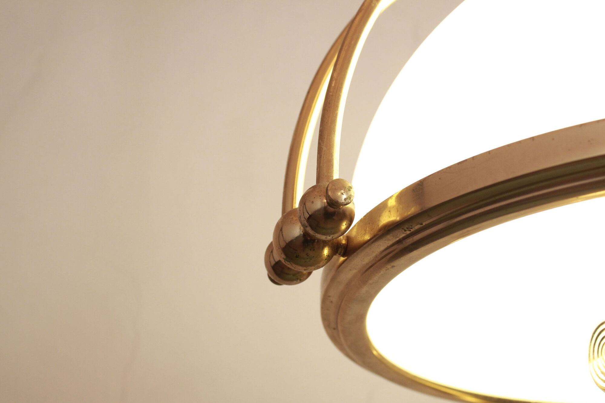 1970s goldenrod pendant with opaline glass