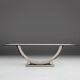Belgo Chrom dining table in brushed stainless steel and glass top