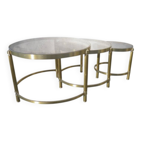 Tables gigognes en verre fumé, 1970