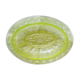 Coupe à fruit en cristal moulé ouraline jaune XIX / XXème siècle