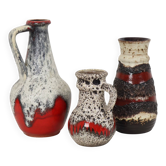 Set of 3 West German Fat Lava Pottery Vases